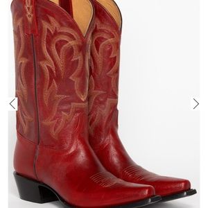 BRAND NEW SHYANNE® 12" RED LEATHER SNIP TOE WESTERN BOOTS